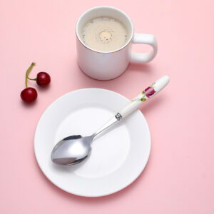 One flower ceramic handle pointed spoon - Image 2