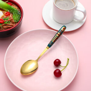 Gold plated ceramic handle color glaze 5-color spoon - Image 3