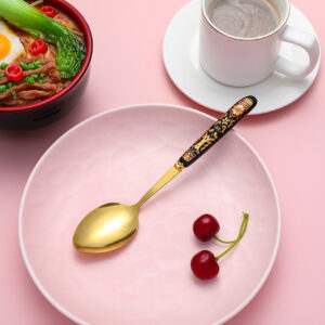 Gold plated ceramic handle color glaze 5-color spoon - Image 6