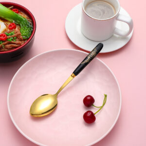Gold plated ceramic handle color glaze 5-color spoon - Image 8