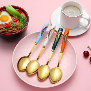 Feather ceramic handle spoon - Image 6