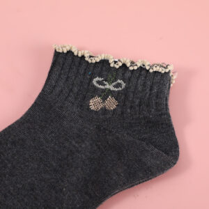 Special Offer-Lace Cherry Embroidered Women's Ankle Socks-5 - Image 3