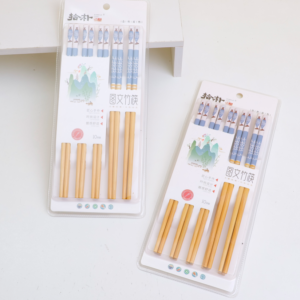 8417 Fish Pattern Blue Background Chopsticks 10 Pcs (Paper Card No. 8292) - Image 1
