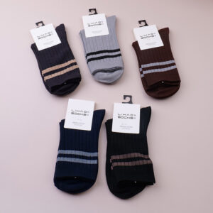 Striped men's mid-calf cotton socks - 3 - Image 1