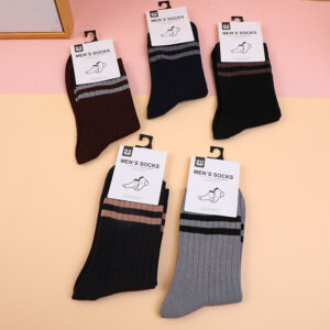 Double Stripe Men's Crew Cotton Socks - Image 1