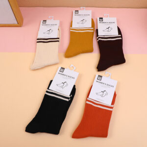 Striped Women's Crew Cotton Socks - Image 1