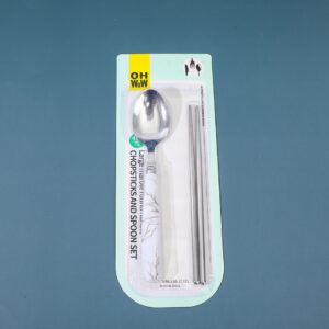 Large marble texture bowling handle chopsticks and spoon set-102-11 - Image 2