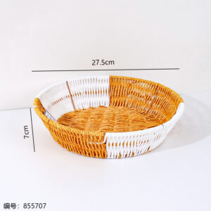 LN84 Large Iron Dual-Color Round Woven Basket - Image 3