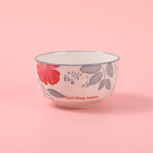 4.65 Diamond-Pattern "Floral Lines" Ceramic Bowl(with inner box) - Image 1