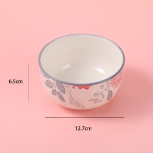 4.65 Diamond-Pattern "Floral Lines" Ceramic Bowl(with inner box) - Image 2