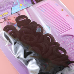 Hang Card Scrunchie and Comb Set – Black - Image 3