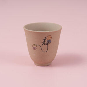 Rough Pottery Teacup – Monk Design (with inner box) 50ml - Image 1