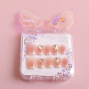 Medium Acrylic Box Short Iridescent Drill-Pointed Press-On Nails ZJ1024 - Image 1