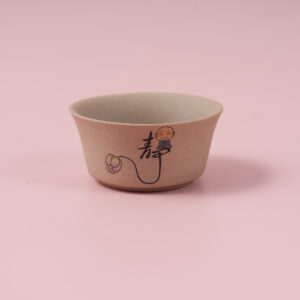Rough Pottery Wide-Mouth Teacup – Monk Design (with inner box) 50ml - Image 1