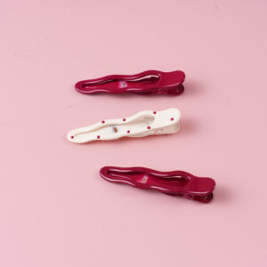 Wavy Teardrop Red Hair Clip 6cm-3pcs - Image 3