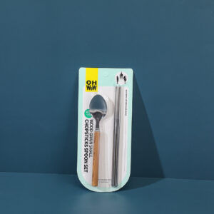 Wood grain small chopsticks & spoon set-7061 - Image 3