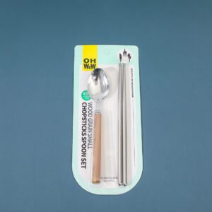 Wood grain small chopsticks & spoon set-7061 - Image 4
