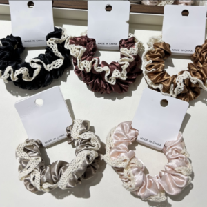 Cotton Ruffle Scrunchie Hair Ties 2pcs - Image 1