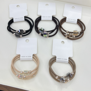 Square Crystal Hair Ties 3pcs - Image 1