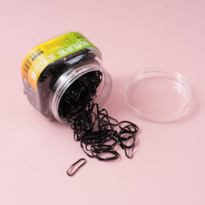 Square Box Crystal-Cover Hair Ties - Black - Image 3