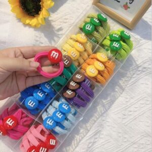 Color Bead Hair Ties 2pcs - Image 1
