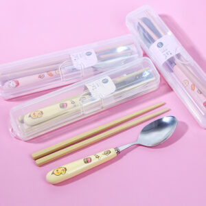 9169 Cartoon Ceramic Spoon + Chopsticks Tableware - Image 1