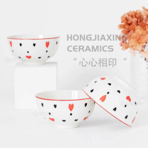 5 inch European style heart-to-heart ceramic bowl - Image 1