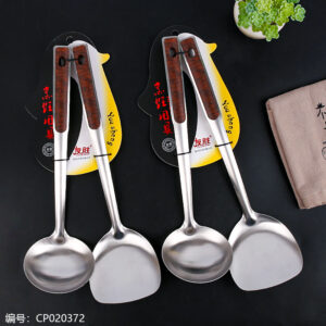 Stone pattern Spatula and Spoon set with clip handle - Image 1