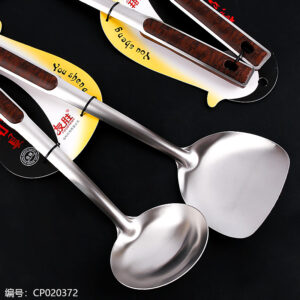 Stone pattern Spatula and Spoon set with clip handle - Image 2