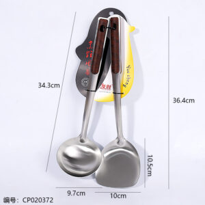 Stone pattern Spatula and Spoon set with clip handle - Image 3