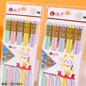 A662-10 Pairs Colorful Chopsticks with Gold Fish - Image 2