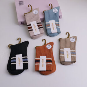 Striped Long-Staple Cotton Women’s Mid-Calf Socks - Image 1