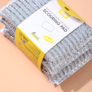 Silver stripe sponge scouring pad-4pcs - Image 2