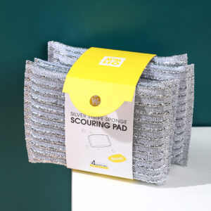 Silver stripe sponge scouring pad-4pcs - Image 3