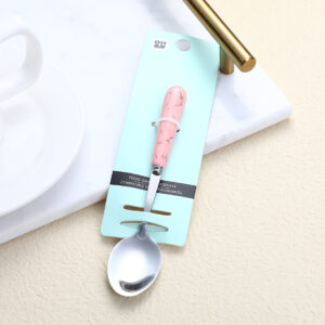 Pink golden pottery porcelain handle No. 3 pointed spoon - Image 1
