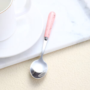 Pink golden pottery porcelain handle No. 3 pointed spoon - Image 4