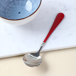 Thick smooth handle red No. 3 round spoon - Image 4