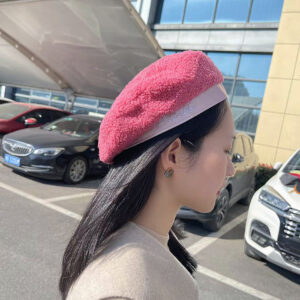 Trendy color fashionable beret-rose red - Image 1