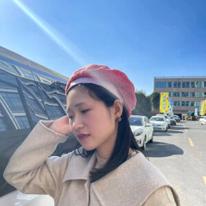 Trendy color fashionable beret-rose red - Image 2