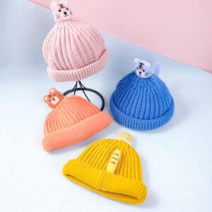 Cartoon color tiger children's knitted hat - Blue - Image 3