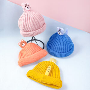 Cartoon color tiger children's knitted hat - Orange - Image 3