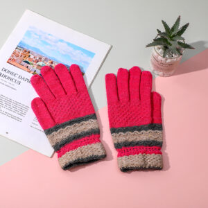 Women's anti-knit jacquard five-finger gloves - Image 8