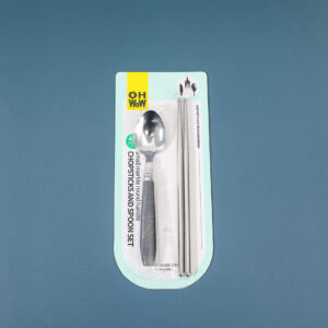Small marble texture chopsticks & spoon set with round handle-3051 - Image 2