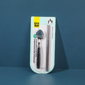 Small marble texture chopsticks & spoon set with round handle-3051 - Image 3