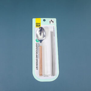 Large wood grain chopsticks & spoon set-402-11 - Image 4