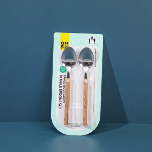 Large wood grain double spoons set-402-2 - Image 1