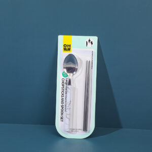 Large marble texture round handle chopsticks and spoon set-403-11 - Image 3