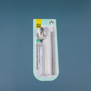 Large marble texture round handle chopsticks and spoon set-403-11 - Image 4