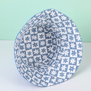 Checkerboard floral bucket hat - blue - Image 3