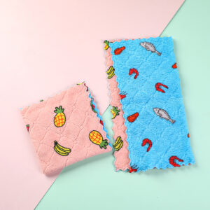 Bag-packed double-sided printed coral fleece scouring pad-2pcs - Image 2